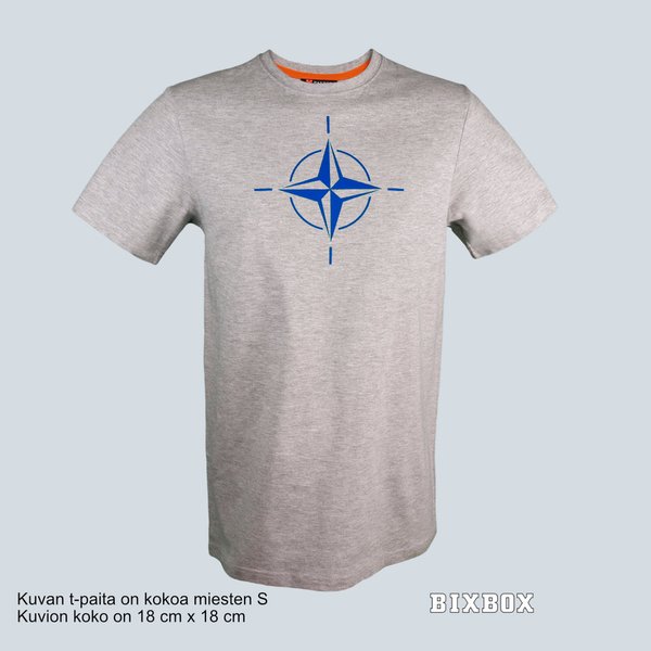 Miesten harmaa t-paita, sininen NATO kompassikuvio
